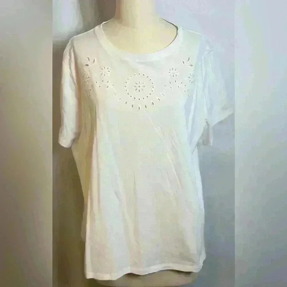 DRAPER JAMES RSVP White Embroidered Tee  (Size XXL) - Picture 3 of 11